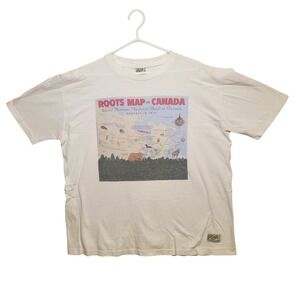 Roots Map of Canada T Shirt Men XL Graphic Vintage Tee Single Stitch 100% Cotton